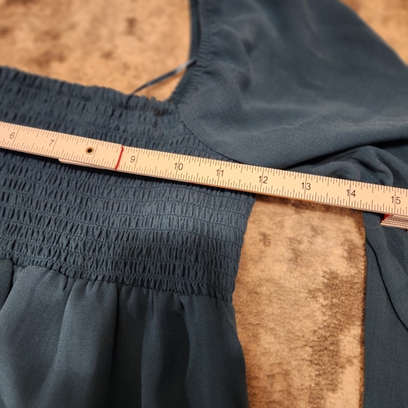 Paper Crane square neck teal babydoll top, women's size S. - Picture 2 of 4